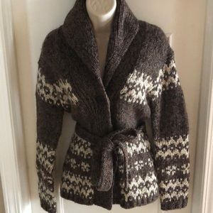 Banana Republic Brown Cream Wool Wrap Sweater